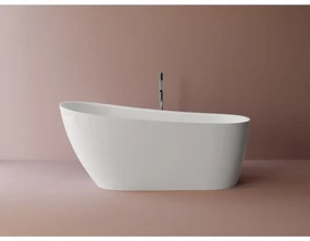 Cada freestanding compozit Marmite Santorini, 159 x 73 cm, ovala, alb lucios 158 x 73 cm