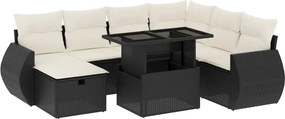 vidaXL Set mobilier de grădină cu perne, 8 piese, negru, poliratan