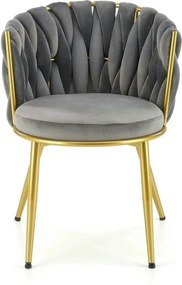 Scaun de dining K517, gri/auriu, stofa catifelata/metal, 57x60x79 cm