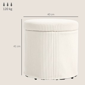 HOMCOM Pouf de depozitare 32 L, pouf pentru salon din catifea călită cu capac greutate maximă 120 kg, pentru hol, cameră, salon, bej | Aosom Romania