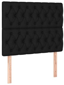 Cadru de pat cu tablie, negru, 100x200 cm, textil Negru, 100 x 200 cm, Design cu nasturi