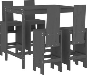 vidaXL Set mobilier bar pentru grădină, 5 piese, gri, lemn masiv pin
