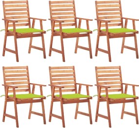 vidaXL Scaune de exterior cu perne, 6 buc., lemn masiv de acacia