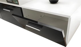 Mobilier living, alb/extra strălucire neagră HG, LEO