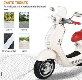 HOMCOM Motocicleta Jucarie cu Licenta Oficiala Vespa, pentru Copii 3+ Ani, cu 2 Roti Suplimentare, Lumini si Sunete, 108x49x75cm Roz | Aosom Romania