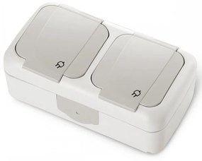 Priza dubla, montaj aplicat, protectie IP54, gri, Palmiye Viko