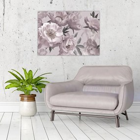 Tablou pe sticlă - Vintage bujorii (70x50 cm)
