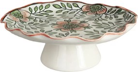 Platou pe picior din ceramică pictată manual, Ø 25 x H 9 cm, multicolor, „Cleo"