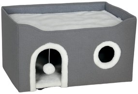 PawHut Casă pliabilă pentru pisici cu zgârietor și pernă reversibilă, 60x40x34 cm, gri | Aosom Romania