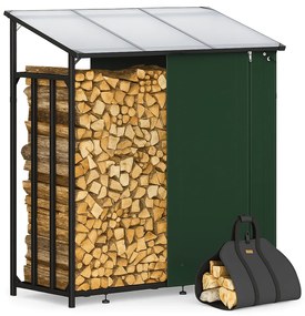 Gardebruk Adăpost pentru lemne de foc CORINA, 198x163x70cm, antracit/verde