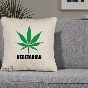 Perna Decorativa Vegetarian cu Frunza, 40x40 cm, Bej Canapea, Husa Detasabila, Perna Inclusa, BEKZ®