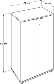 Bibliotecă Adore Rio cu 2 Uși, Cheie și 3 Rafturi, 72 x 109 x 34 cm