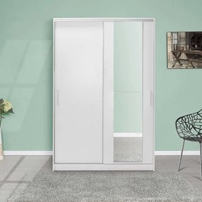 Dulap Haine Adore Elit Mediu , 2 usi glisante cu oglinda, Alb - Lemn Natural, 120 x 182 x 52 cm