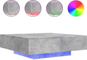 vidaXL Măsuță de cafea cu lumini LED, gri beton, 100x100x31 cm
