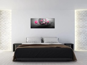 Tabloul cu bile abstracte roz (120x50 cm)