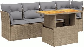 vidaXL Set canapele de grădină cu perne, 5 piese, bej, poliratan