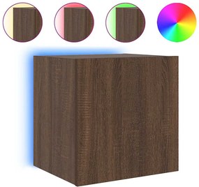 vidaXL Comodă TV de perete cu lumini LED, stejar maro, 40,5x35x40 cm