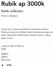 Aplica LED pentru Iluminat Exterior Rubik ap 3000K, Protectie IP54, Gri