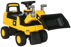 HOMCOM CAT cu Licență pentru Constructii de Condus cu Cupa Manuala, Excavator pentru Copii Mici, cu Claxon | Aosom Romania