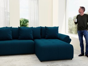 Colțar extensibil dumonde cu ladă de depozitare si sezut confortabil din spuma high-density, Berlin U Enjoy Petrol 380x180 cm