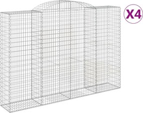 vidaXL Coșuri gabion arcuite 4 buc. 300x50x200/220 cm, fier galvanizat