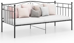 vidaXL Cadru de pat canapea, negru, 90x200 cm, metal