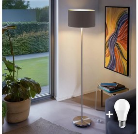 Lampă de podea LED TUNJA, 1x E27/20W/230V, Ø 38 cm, crom mat/taupe