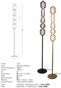 Lampadar, Lampa de podea design modern LED DECO negru/ gri fumuriu