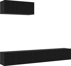 vidaXL Set comodă TV Pe perete 3 pcs Stejar Negru Lemn compozit
