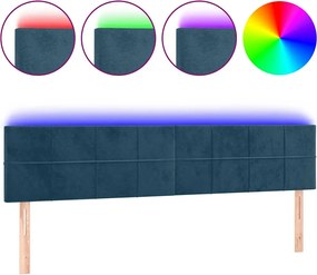 vidaXL Tăblie de pat cu LED, albastru închis, 180x5x78/88 cm, catifea