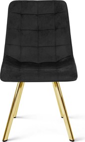 Scaun de masa CIEZA VELVET cu picioare aurii, negru
