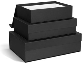 Cutii de depozitare gri-închis 3 buc. din carton cu capac, decorative 42,5x29,5x13 cm Kian Paper Laminate – Bigso