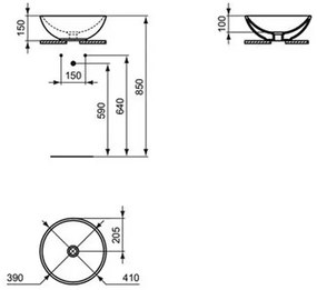 Lavoar pe blat Ideal Standard Strada 41 cm negru mat