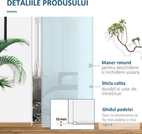 HOMCOM Ușă Glisantă Interioară din Sticlă Securizată, Sistem de Glisare cu Șină Aluminiu, 90x205x0.8cm | Aosom Romania