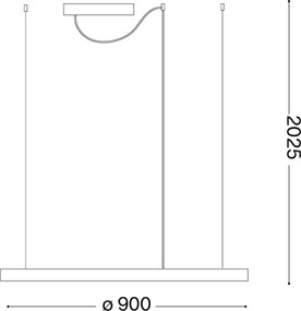 Ideal Lux - Lustra LED suspendată pe cablu ORACLE SLIM, 53W, 230V, CRI 90, Ø 90 cm, auriu