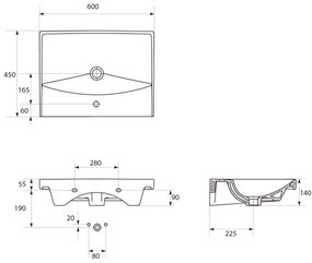 Cersanit S801-142-DSM - Dulap suspendat pentru baie cu lavoar LARA CITY 60, alb