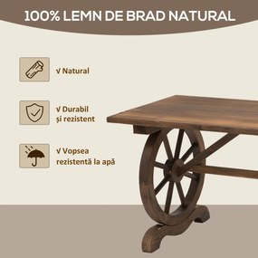 Outsunny Masă de Grădină din Lemn cu Cadru pe Roți, Ușor de Mutat, Ideală pentru Exterior, 113x60x65cm | Aosom Romania