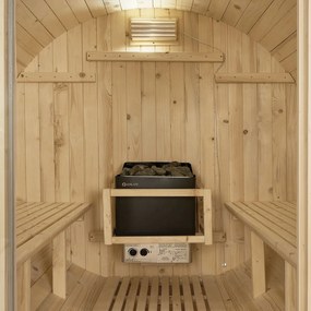 Vonkajšia sudová sauna Spitzbergen L dĺžka 190 cm priemer 190 cm (6 kW)