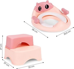 Scaun de toaletă pentru copii cu trepte - roz