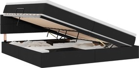 vidaXL Pat cu saltea și LED cu saltea Negru 200 x 200 cm țesătură
