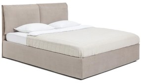 Pat matrimonial taupe tapițat cu spațiu de depozitare cu somieră 180x200 cm Thessa Pillow – Bonami Selection