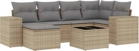 vidaXL Set canapele de grădină, 7 piese, cu perne, bej, poliratan