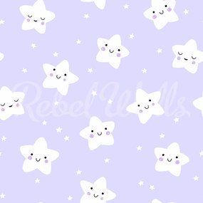 Fototapet, Cute Stars, Lilac, Rebel Walls