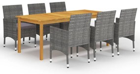 vidaXL Set mobilier de grădină, 7 piese, gri
