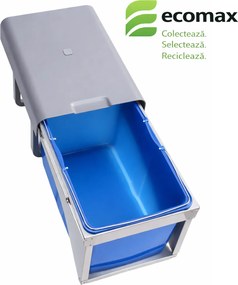 Cos gunoi incorporabil Ecomax Ekko Front 40, cu extragere automata, 1 x 34 l Polipropilena cu fibra de sticla, A:466 mm; H:365 mm; L:355 mm, Gri