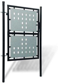 Poarta de gard cu o usa, negru, 100x250 cm Negru, 100 x 250 cm