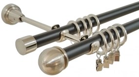 Galerie dubla duo todi max 19 mm negru inox (Alege marime: 120 cm)