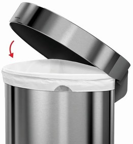 Coș cu pedale semi-rotund 60 l, oțel periat, oțel inoxidabil