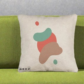 Perna Decorativa Abstract Forme Fluide Coral, 40x40 cm, Bej Canapea, Husa Detasabila, Perna Inclusa, BEKZ®