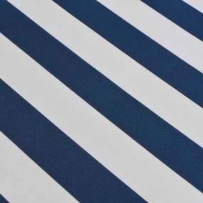 Copertina pliabila cu actionare manuala, 450 cm, albastru alb Albastru si alb, 450 cm